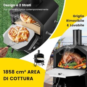 Forno per Pizza a Legna Portatile COSTWAY