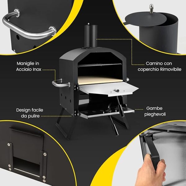 Forno per Pizza a Legna Portatile COSTWAY