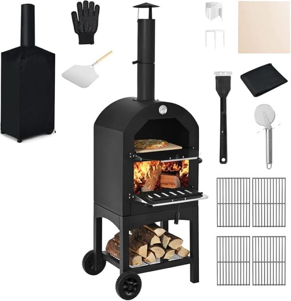 Forno per Pizza a Legna Portatile COSTWAY