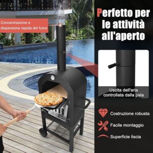 Forno per Pizza a Legna Portatile COSTWAY
