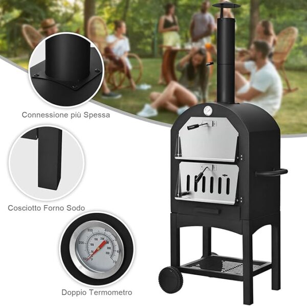 Forno per Pizza a Legna Portatile COSTWAY