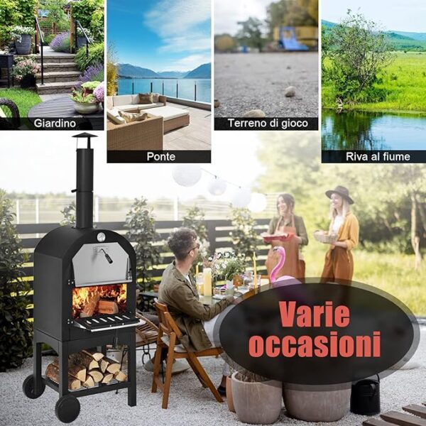 Forno per Pizza a Legna Portatile COSTWAY