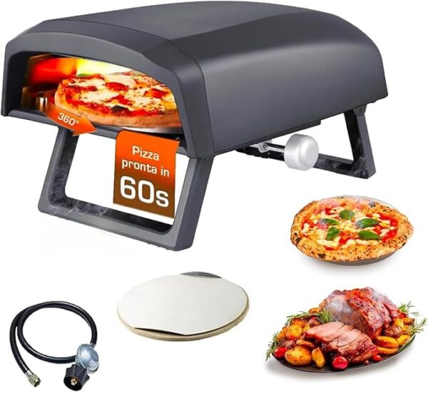Forno Pizza a Gas con Piatto Rotante 360 Gradi Avilia