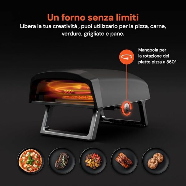 Forno Pizza a Gas con Piatto Rotante 360 Gradi Avilia