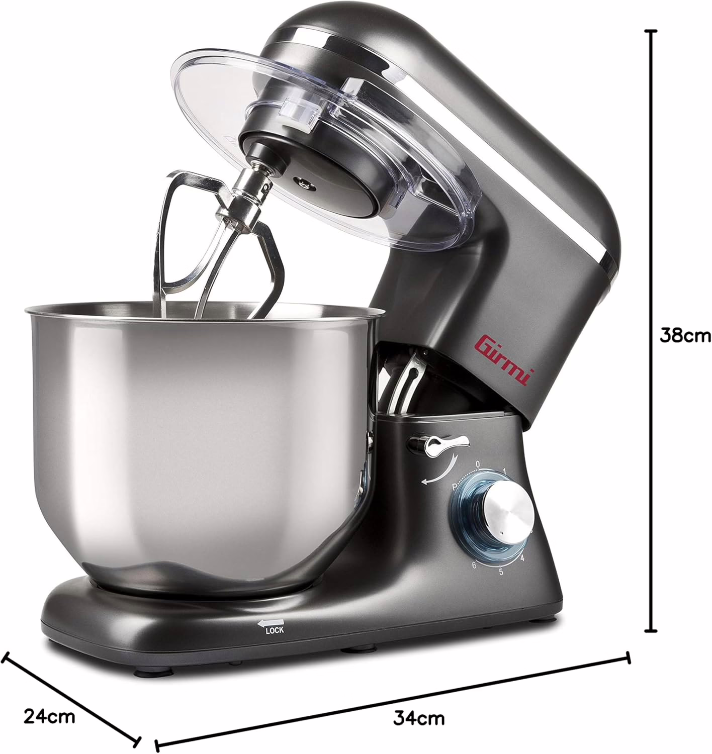 Impastatrice a Gancio Girmi IM46 - 1500W, 8 Velocità, Ciotola 7L